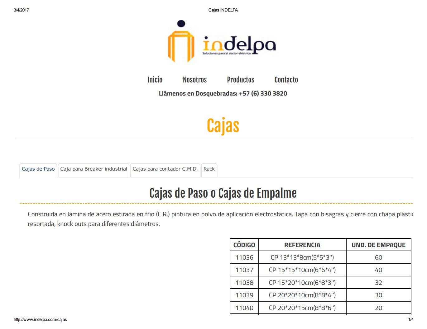 Catalogo-2017-Indelpa-Cajas-de-Paso-o-Cajas-de-Empalme